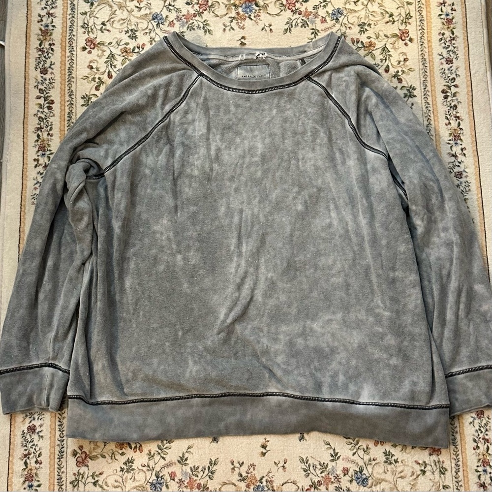 American Eagle Outfitters Washed Gray Crewneck Pullover